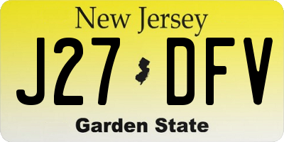 NJ license plate J27DFV