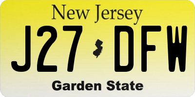 NJ license plate J27DFW