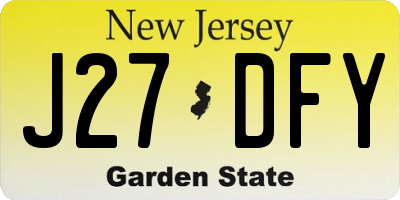 NJ license plate J27DFY