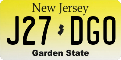 NJ license plate J27DGO