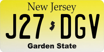 NJ license plate J27DGV