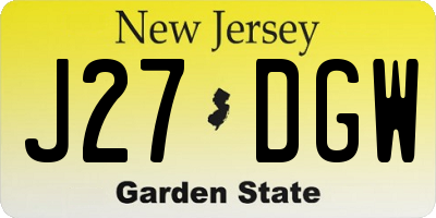 NJ license plate J27DGW