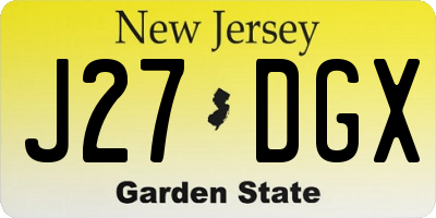 NJ license plate J27DGX