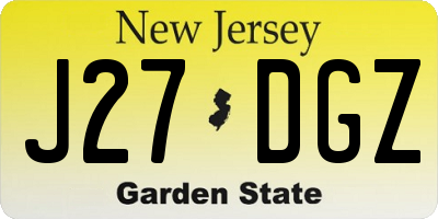 NJ license plate J27DGZ