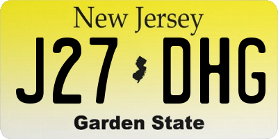 NJ license plate J27DHG