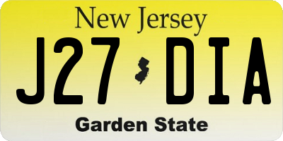 NJ license plate J27DIA