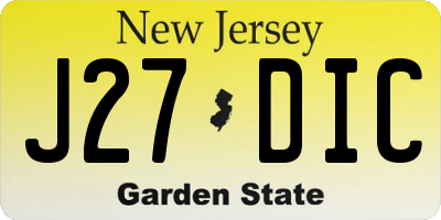 NJ license plate J27DIC