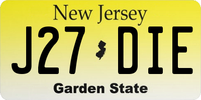 NJ license plate J27DIE