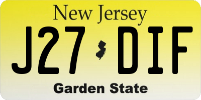 NJ license plate J27DIF