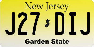 NJ license plate J27DIJ