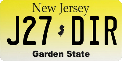 NJ license plate J27DIR