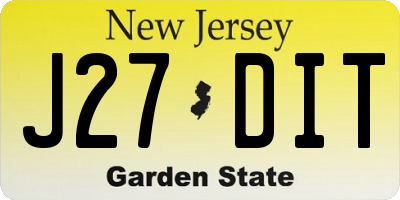 NJ license plate J27DIT