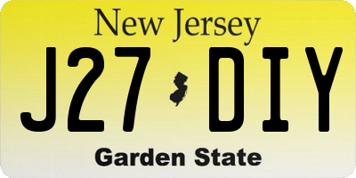 NJ license plate J27DIY