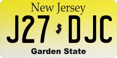 NJ license plate J27DJC