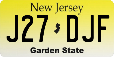 NJ license plate J27DJF
