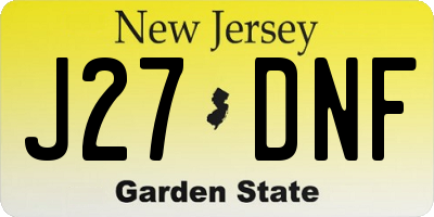 NJ license plate J27DNF