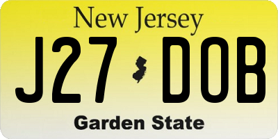 NJ license plate J27DOB