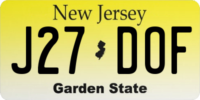 NJ license plate J27DOF