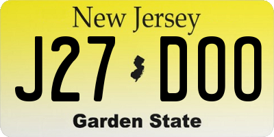 NJ license plate J27DOO