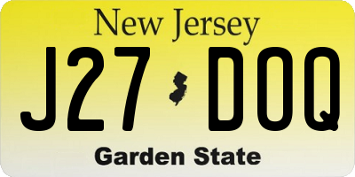 NJ license plate J27DOQ