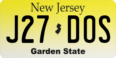 NJ license plate J27DOS