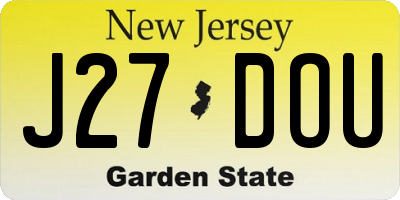 NJ license plate J27DOU