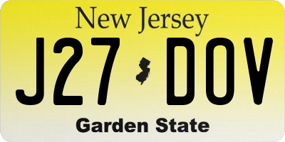 NJ license plate J27DOV