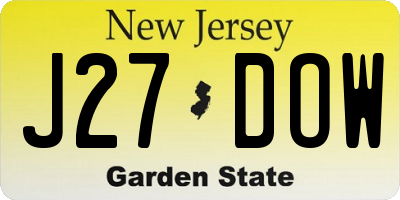 NJ license plate J27DOW