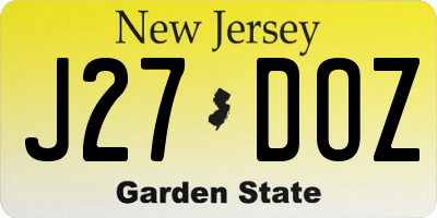 NJ license plate J27DOZ