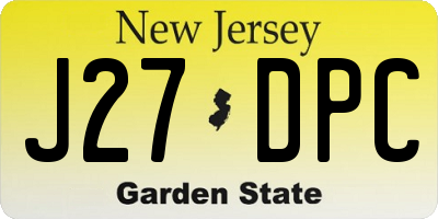 NJ license plate J27DPC
