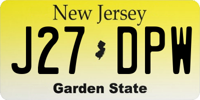 NJ license plate J27DPW
