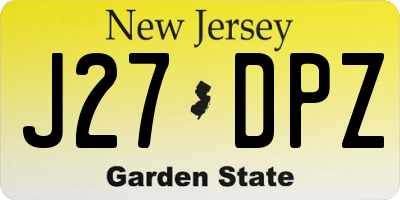 NJ license plate J27DPZ