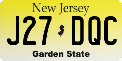 NJ license plate J27DQC