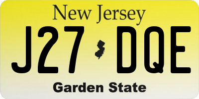 NJ license plate J27DQE