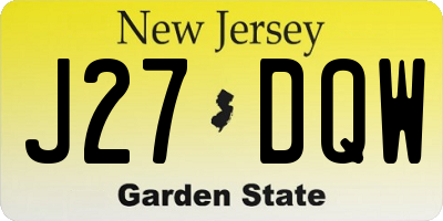 NJ license plate J27DQW