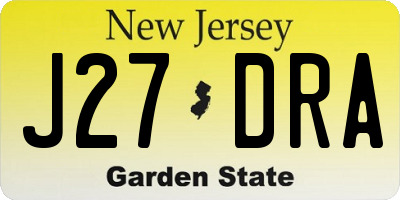 NJ license plate J27DRA