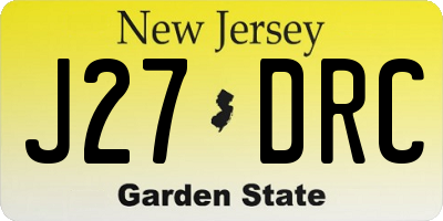 NJ license plate J27DRC