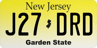 NJ license plate J27DRD