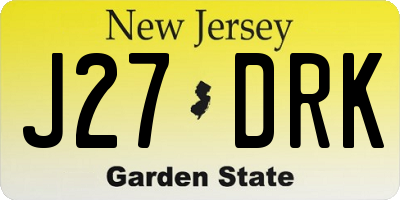 NJ license plate J27DRK