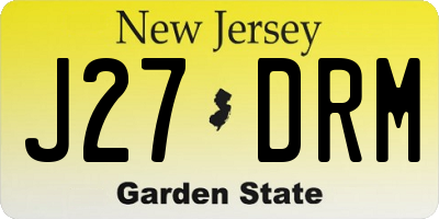 NJ license plate J27DRM