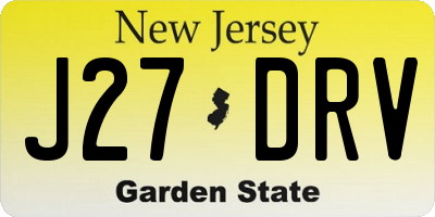 NJ license plate J27DRV