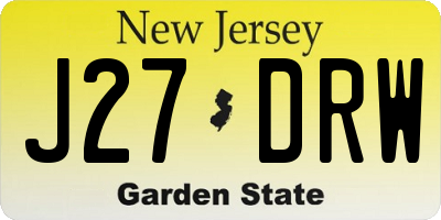 NJ license plate J27DRW