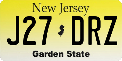 NJ license plate J27DRZ
