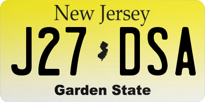 NJ license plate J27DSA