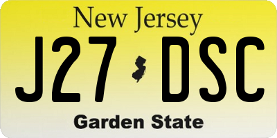 NJ license plate J27DSC