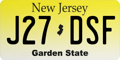 NJ license plate J27DSF