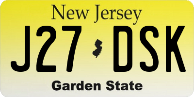 NJ license plate J27DSK