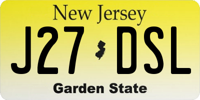 NJ license plate J27DSL