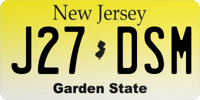 NJ license plate J27DSM