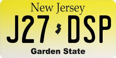 NJ license plate J27DSP